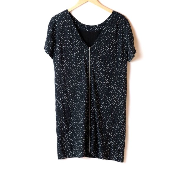 Madewell Dress Women's Size 2 Black Scatter Dot Zip Back Shift Mini Polka Dot - Picture 4 of 8